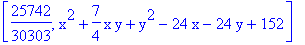 [25742/30303, x^2+7/4*x*y+y^2-24*x-24*y+152]
